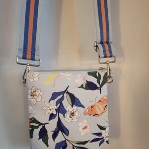 AHDORNED Floral Crossbody Bag with Blue Strap